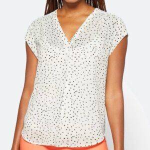 Monday Fun | V Neck Black & White Polka Dot Blouse | XL